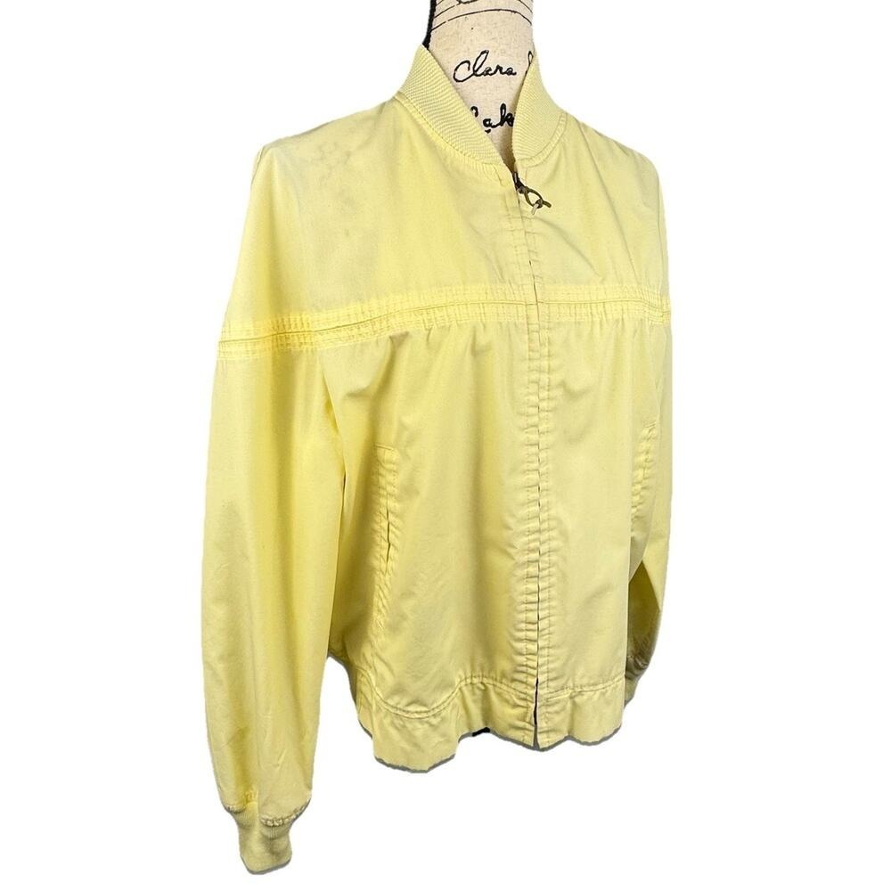 Vtg JC Penny Cotton Jacket Bomber Harrison Butter Yellow Size Large Talon Zipper